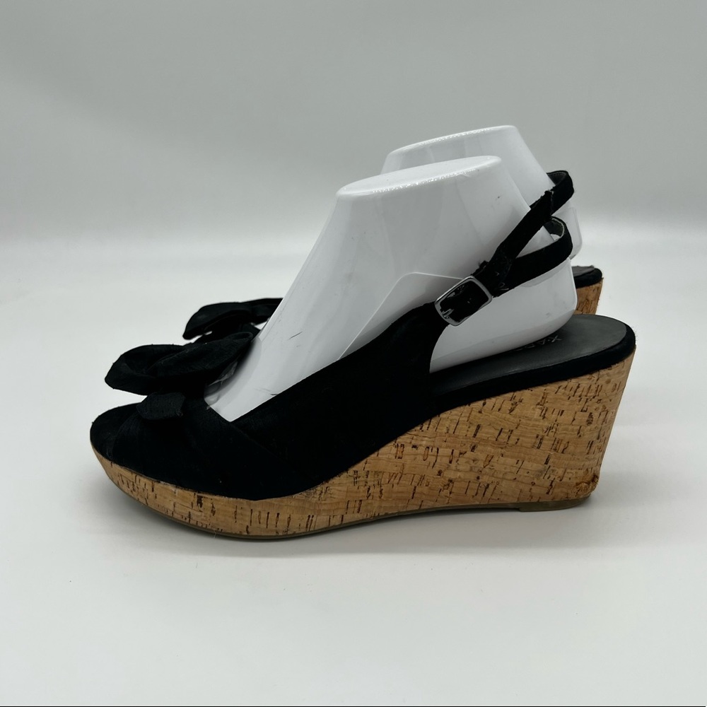 X-Appeal Black Bow Brooklyn Espadrille Wedge Shoes